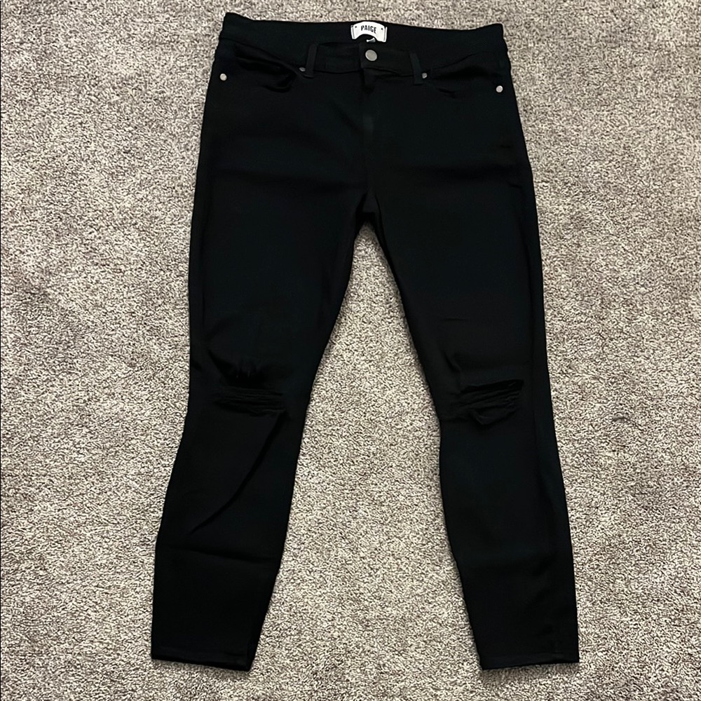 Paige Verdugo Ankle Ripped Knee Black Skinny Jeans sz. 32